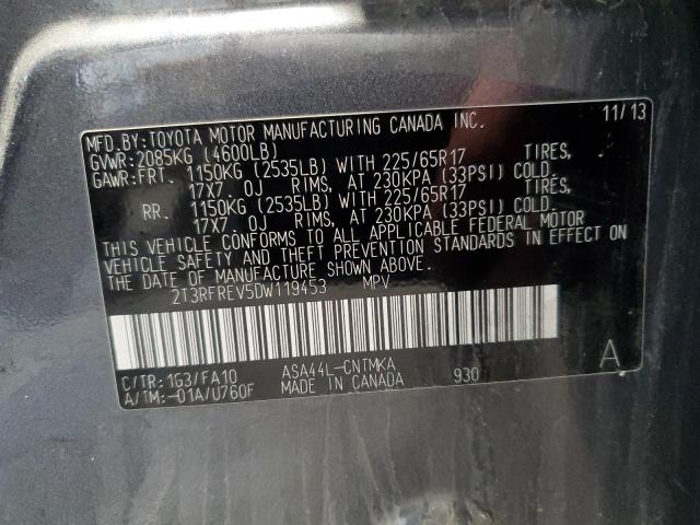 2T3RFREV5DW119453 - 2013 TOYOTA RAV4 XLE GRAY photo 13