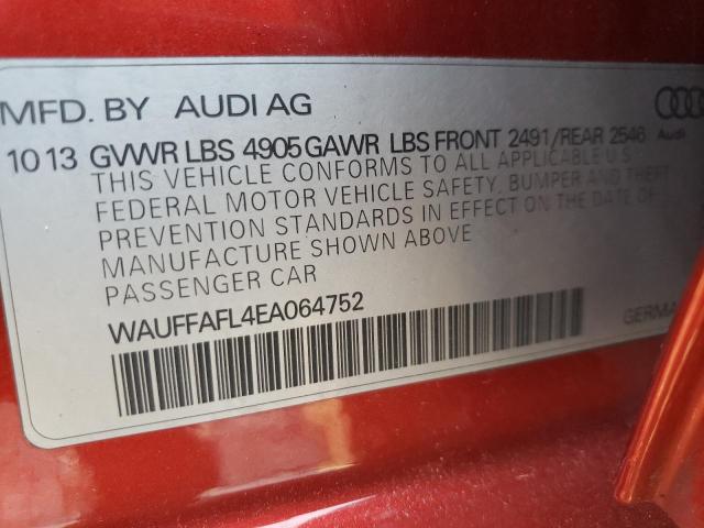 WAUFFAFL4EA064752 - 2014 AUDI A4 PREMIUM PLUS RED photo 12