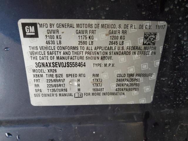 3GNAXSEV0JS558464 - 2018 CHEVROLET EQUINOX LT 蓝色 照片 13