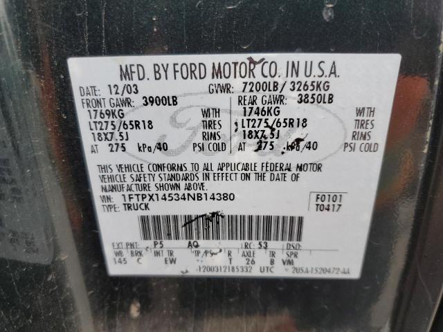 1FTPX14534NB14380 - 2004 FORD F150 GREEN photo 12