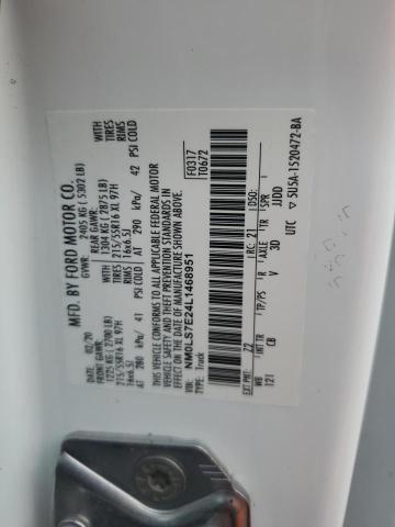 NM0LS7E24L1468951 - 2020 FORD TRANSIT CONNECT XL WHITE photo 13