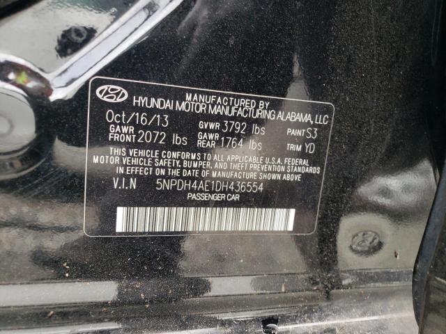 5NPDH4AE1DH436554 - 2013 HYUNDAI ELANTRA GLS BLACK photo 12