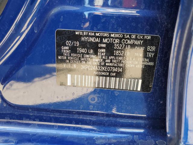 3KPC24A32KE079494 - 2019 HYUNDAI ACCENT SE BLUE photo 12