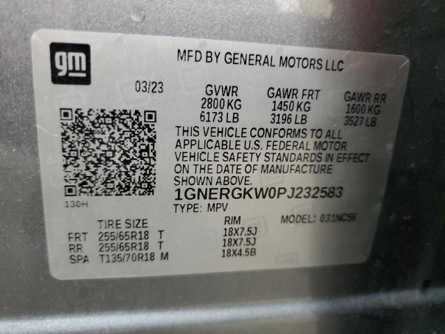 1GNERGKW0PJ232583 - 2023 CHEVROLET TRAVERSE LT ვერცხლისფერი ფოტო 13