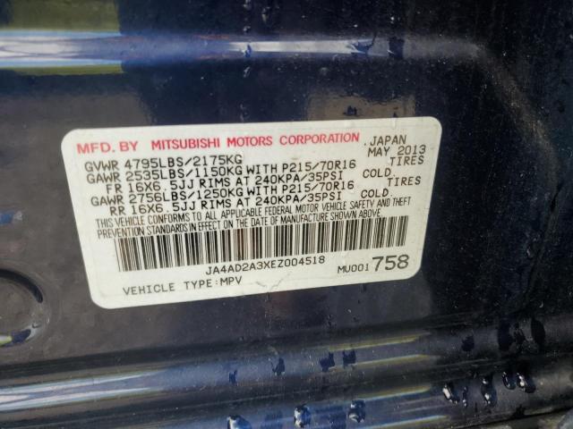 JA4AD2A3XEZ004518 - 2014 MITSUBISHI OUTLANDER ES BLUE photo 13