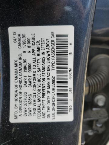 2HGFC2F57JH559852 - 2018 HONDA CIVIC LX Boz foto 13