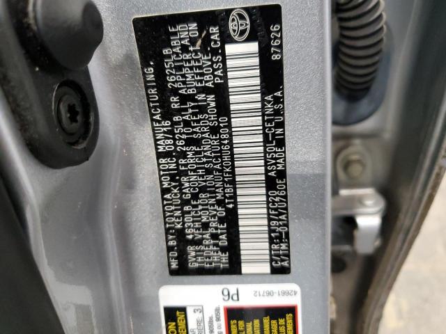 4T1BF1FK0HU648010 - 2017 TOYOTA CAMRY LE SILVER photo 12