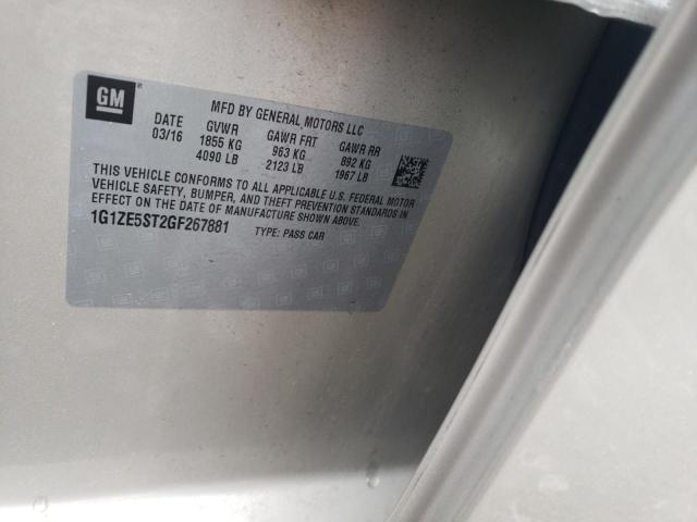 1G1ZE5ST2GF267881 - 2016 CHEVROLET MALIBU LT BEIGE photo 12