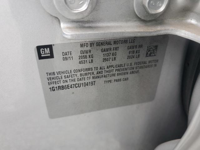 1G1RB6E47CU104197 - 2012 CHEVROLET VOLT SILVER photo 12