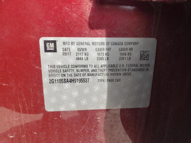 2G1105SA4H9195537 - 2017 CHEVROLET IMPALA LT MAROON photo 12