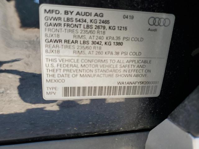 WA1ANAFY5K2093091 - 2019 AUDI Q5 PREMIUM შავი ფოტო 13