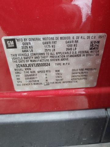 3GNAXJEV7JS500524 - 2018 CHEVROLET EQUINOX LT RED photo 13