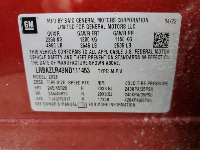 LRBAZLR49ND111453 - 2022 BUICK ENVISION PREFERRED RED photo 13
