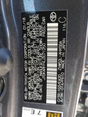 JTDKARFP4J3071250 - 2018 TOYOTA PRIUS PRIM ნაცრისფერი ფოტო 12