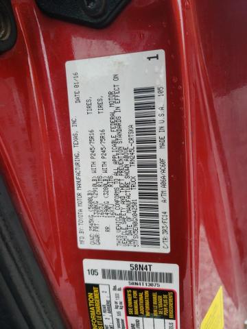 5TFSX5EN0GX042501 - 2016 TOYOTA TACOMA ACCESS CAB წითელი ფოტო 12