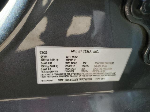 7SAYGDEE1PF740200 - 2023 TESLA MODEL Y GRAY photo 13