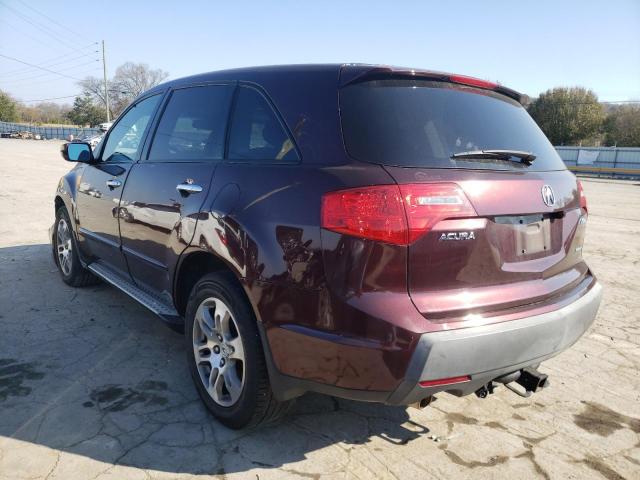 2HNYD28659H509452 - 2009 ACURA MDX TECHNOLOGY BURGUNDY photo 3