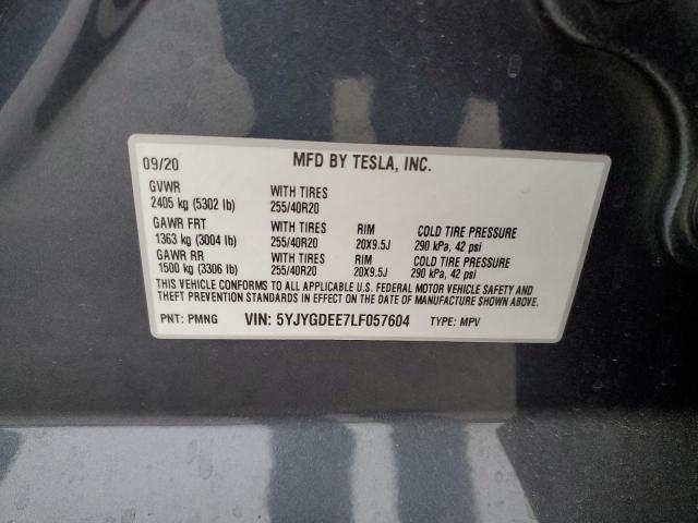 5YJYGDEE7LF057604 - 2020 TESLA MODEL Y 灰色 照片 14