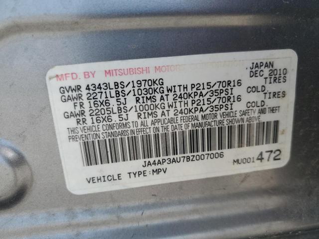 JA4AP3AU7BZ007006 - 2011 MITSUBISHI OUTLANDER ES Silber Foto 13