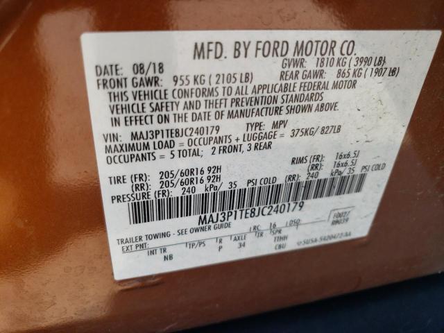 MAJ3P1TE8JC240179 - 2018 FORD ECOSPORT SE BROWN photo 13