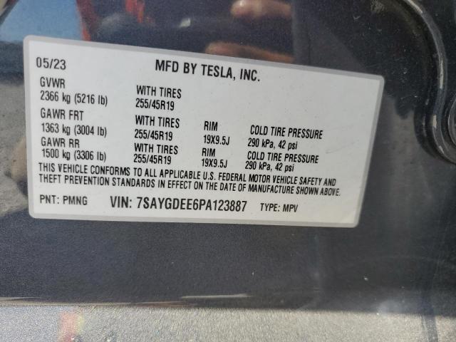 7SAYGDEE6PA123887 - 2023 TESLA MODEL Y Grafitowy zdjęcie 12