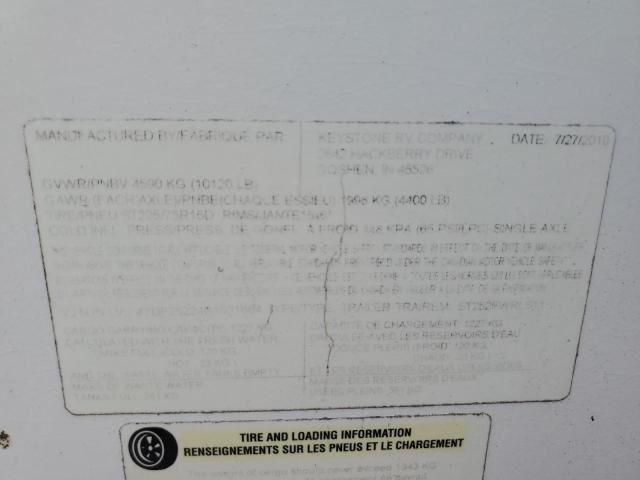 4YDF25224B1531664 - 2011 KEYSTONE SPRINTER WHITE photo 10