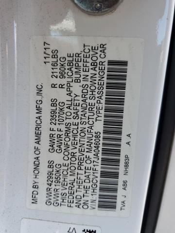 1HGCV1F17JA046085 - 2018 HONDA ACCORD LX WHITE photo 13