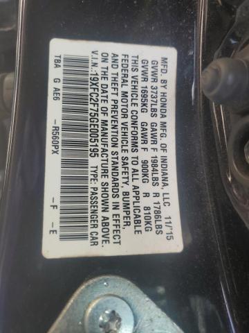 19XFC2F75GE005195 - 2016 HONDA CIVIC EX BLACK photo 13