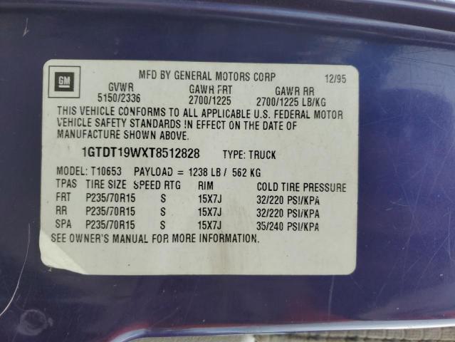 1GTDT19WXT8512828 - 1996 GMC SONOMA PURPLE photo 12