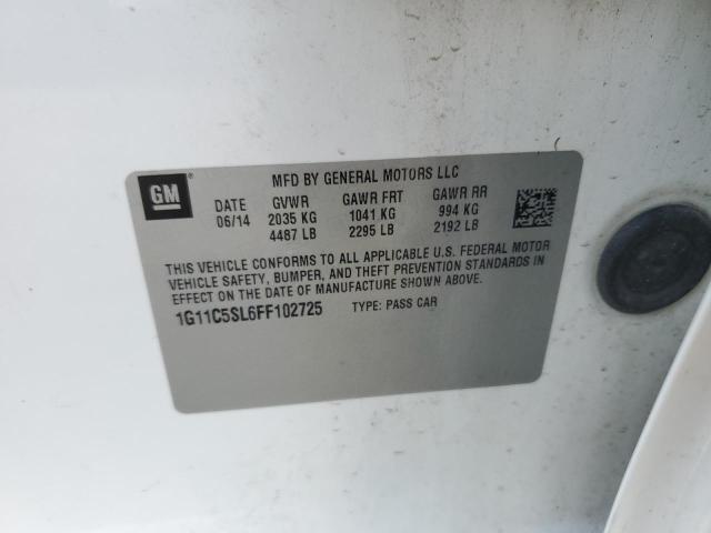1G11C5SL6FF102725 - 2015 CHEVROLET MALIBU 1LT WHITE photo 12