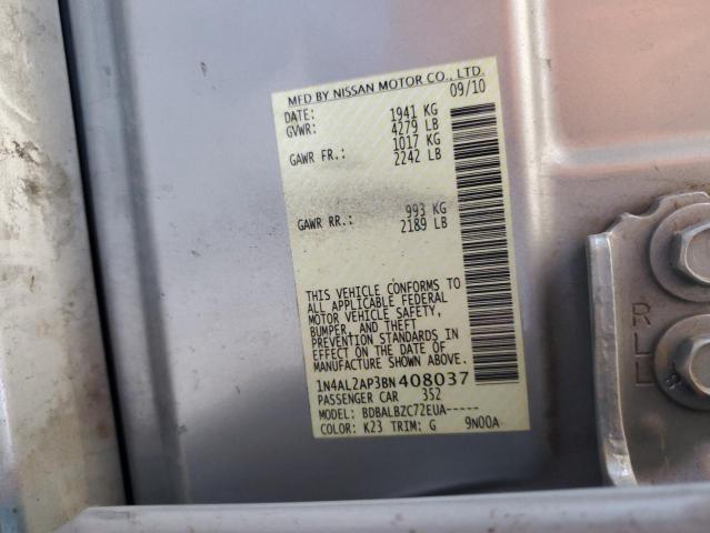 1N4AL2AP3BN408037 - 2011 NISSAN ALTIMA BASE Сріблястий фото 13