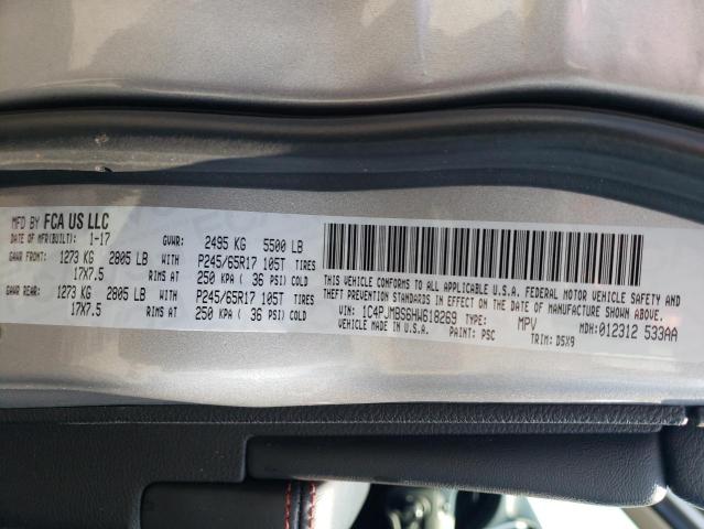 1C4PJMBS6HW618269 - 2017 JEEP CHEROKEE TRAILHAWK SILVER photo 13