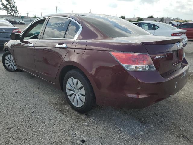 1HGCP26399A170176 - 2009 HONDA ACCORD LX BURGUNDY photo 2