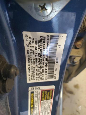 1HGFA168X8L056789 - 2008 HONDA CIVIC EX BLUE photo 12