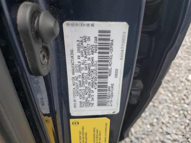 4T1BF30K12U511511 - 2002 TOYOTA CAMRY LE BLUE photo 13