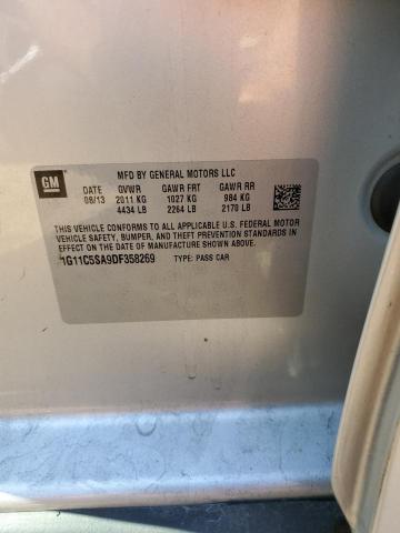 1G11C5SA9DF358269 - 2013 CHEVROLET MALIBU 1LT SILVER photo 13