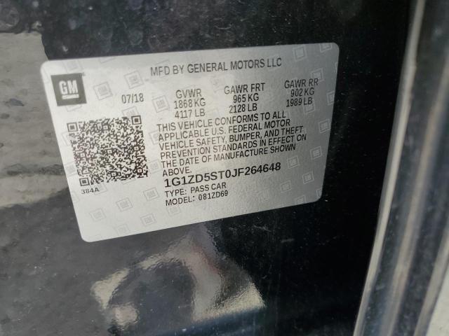 1G1ZD5ST0JF264648 - 2018 CHEVROLET MALIBU LT BLACK photo 12