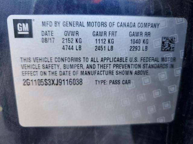 2G1105S3XJ9116038 - 2018 CHEVROLET IMPALA LT 蓝色 照片 12