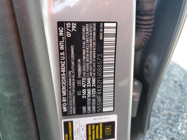 55SWF4KB2FU088573 - 2015 MERCEDES-BENZ C 300 4MATIC SILVER photo 12