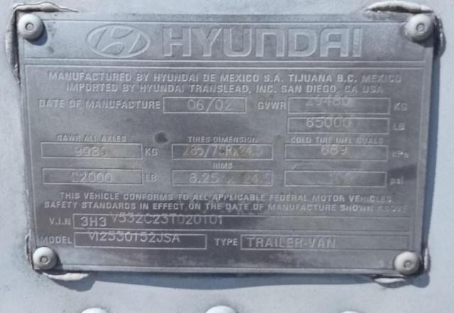 3H3V532C23T020101 - 2003 HYUNDAI TRAILER WHITE photo 10