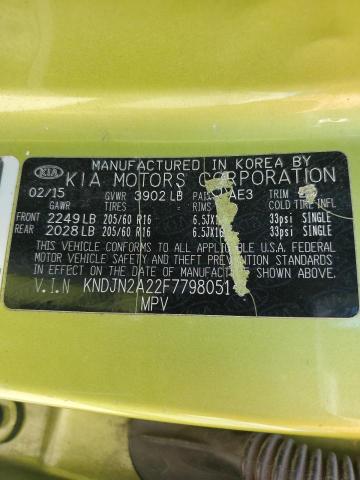 KNDJN2A22F7798051 - 2015 KIA SOUL GREEN photo 13