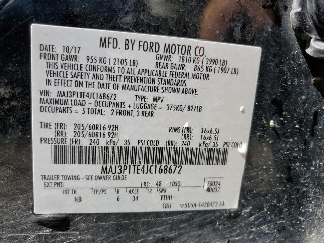 MAJ3P1TE4JC168672 - 2018 FORD ECOSPORT SE BLACK photo 14