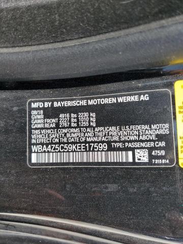 WBA4Z5C59KEE17599 - 2019 BMW 4 SERIES BLACK photo 12