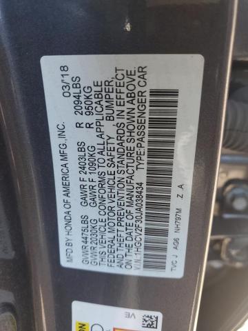 1HGCV2F30JA038434 - 2018 HONDA ACCORD SPORT CHARCOAL photo 12