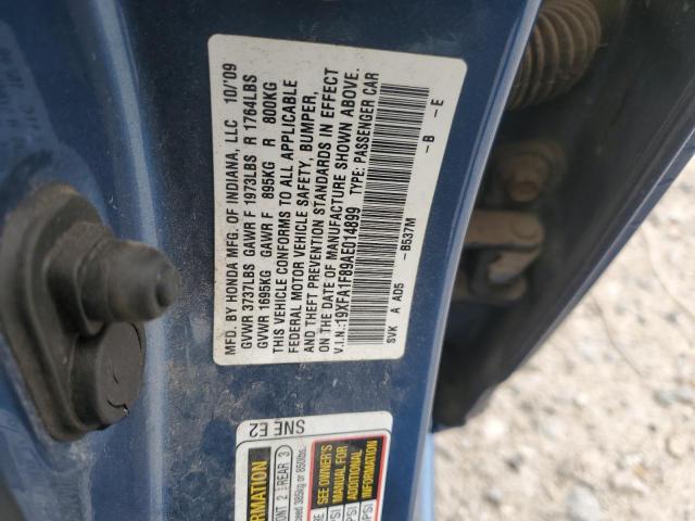19XFA1F89AE014899 - 2010 HONDA CIVIC EX BLUE photo 12