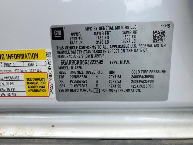 5GAKRCKD6GJ222595 - 2016 BUICK ENCLAVE WHITE photo 13