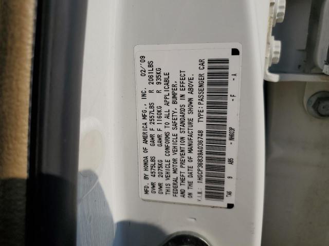 1HGCP36839A036748 - 2009 HONDA ACCORD EXL WHITE photo 13