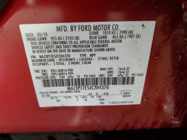 MAJ3P1TE5JC204370 - 2018 FORD ECOSPORT SE Червоний фото 13