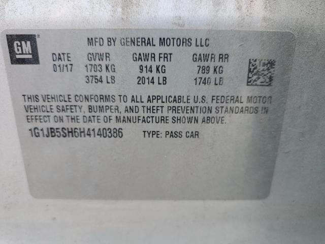 1G1JB5SH6H4140386 - 2017 CHEVROLET SONIC LS SILVER photo 12
