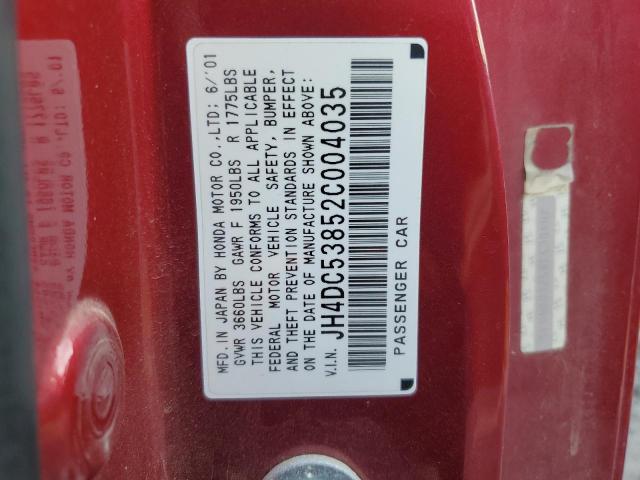 JH4DC53852C004035 - 2002 ACURA RSX RED photo 13